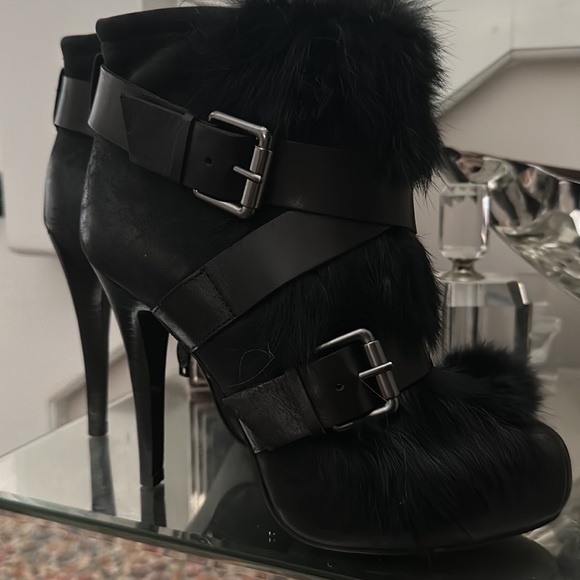 ASH EMMA LEATHER RABBIT BOOTIES - Picture 3 of 6